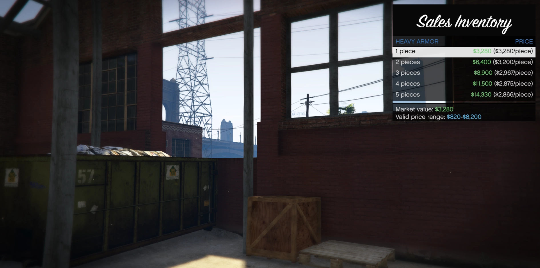 Arms Dealer Menu Setprices