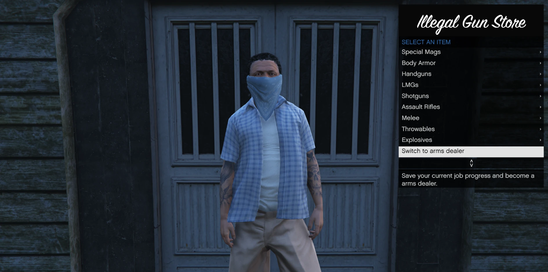 Arms Dealer Menu