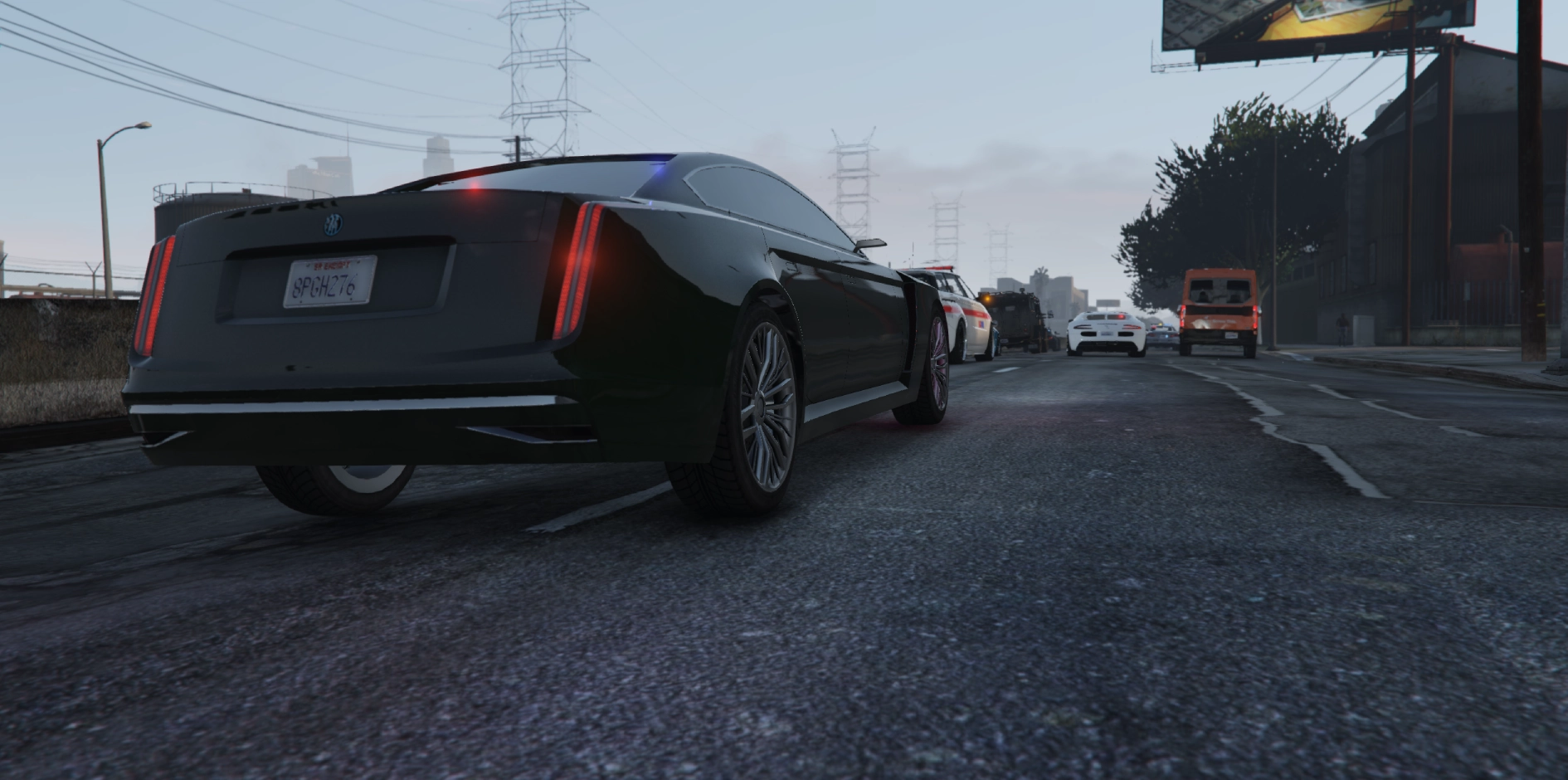 An Officer inside an unmarked Buffalo SX is observing a player selling drugs