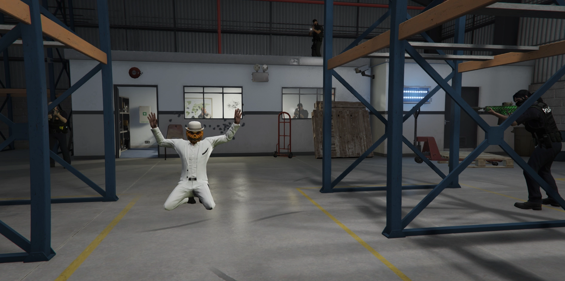 Police Officer: Force entry in warehouse