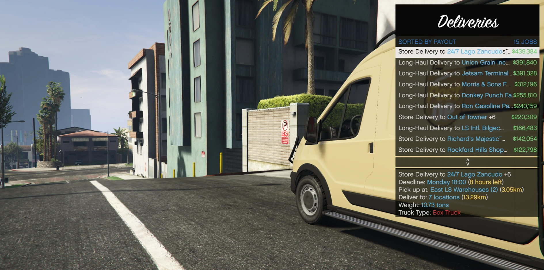 Delivery Driver Job List