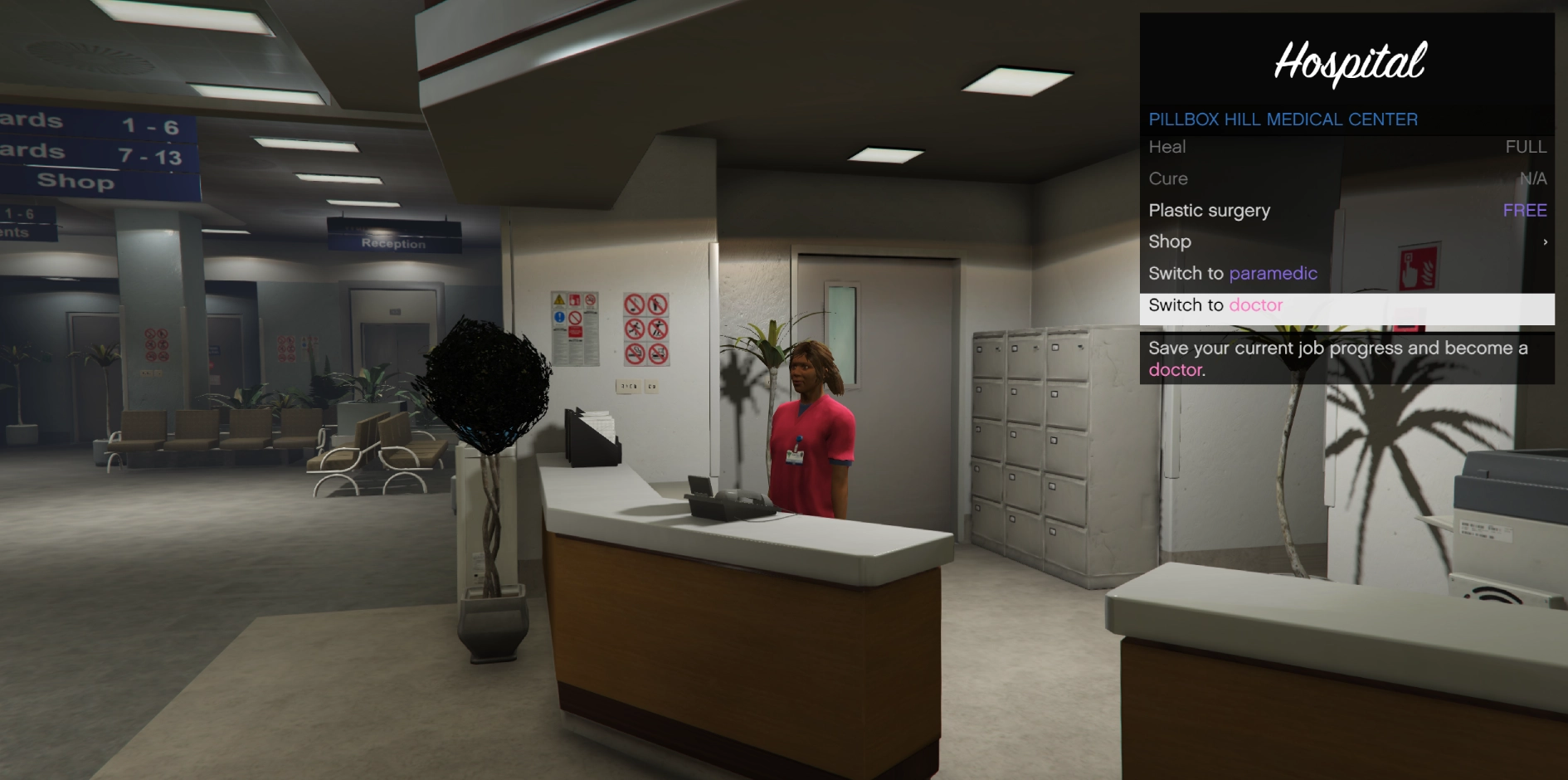 Doctor: Menu to switch to doctor