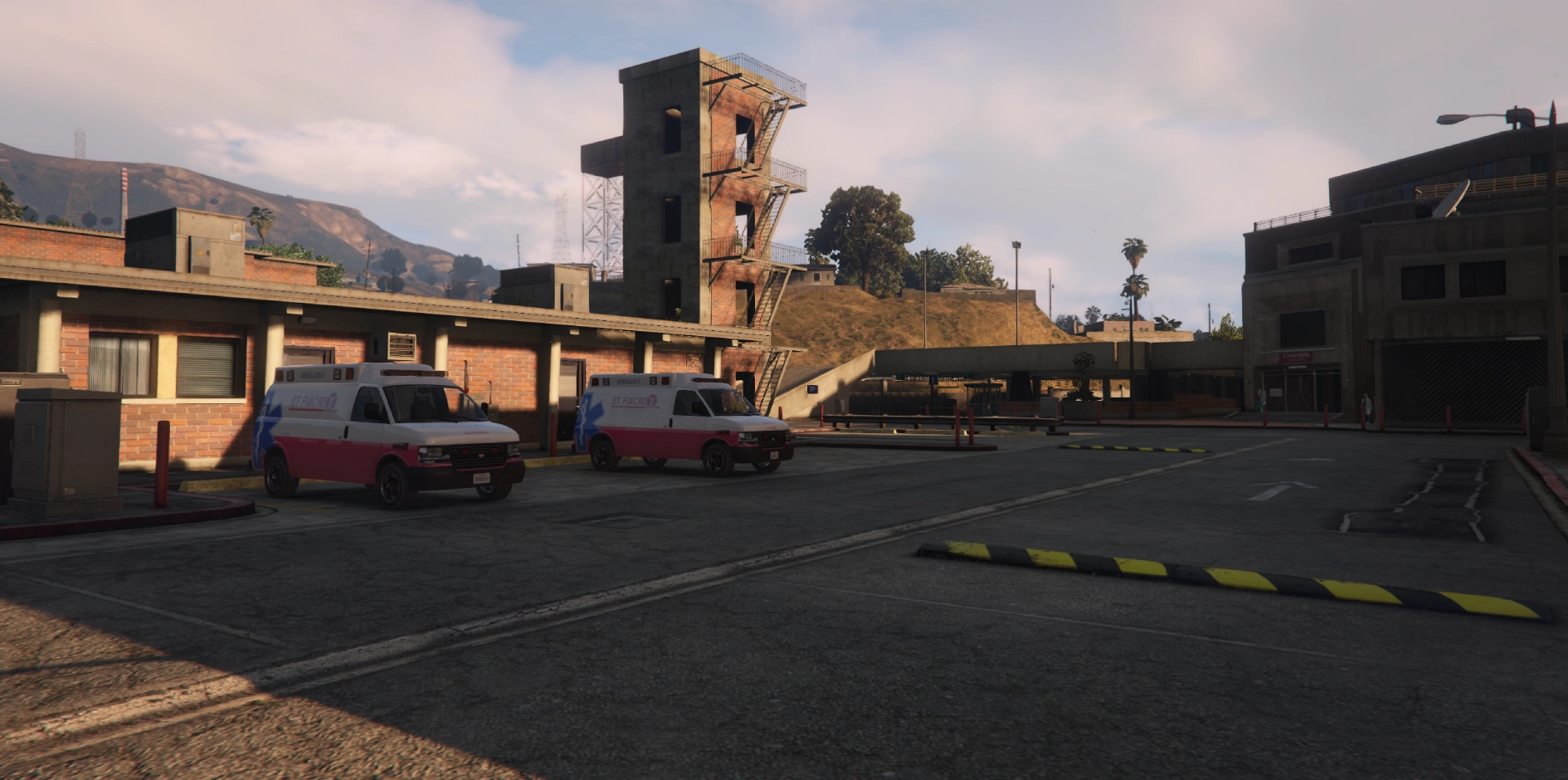 Ambulances parked near hospital