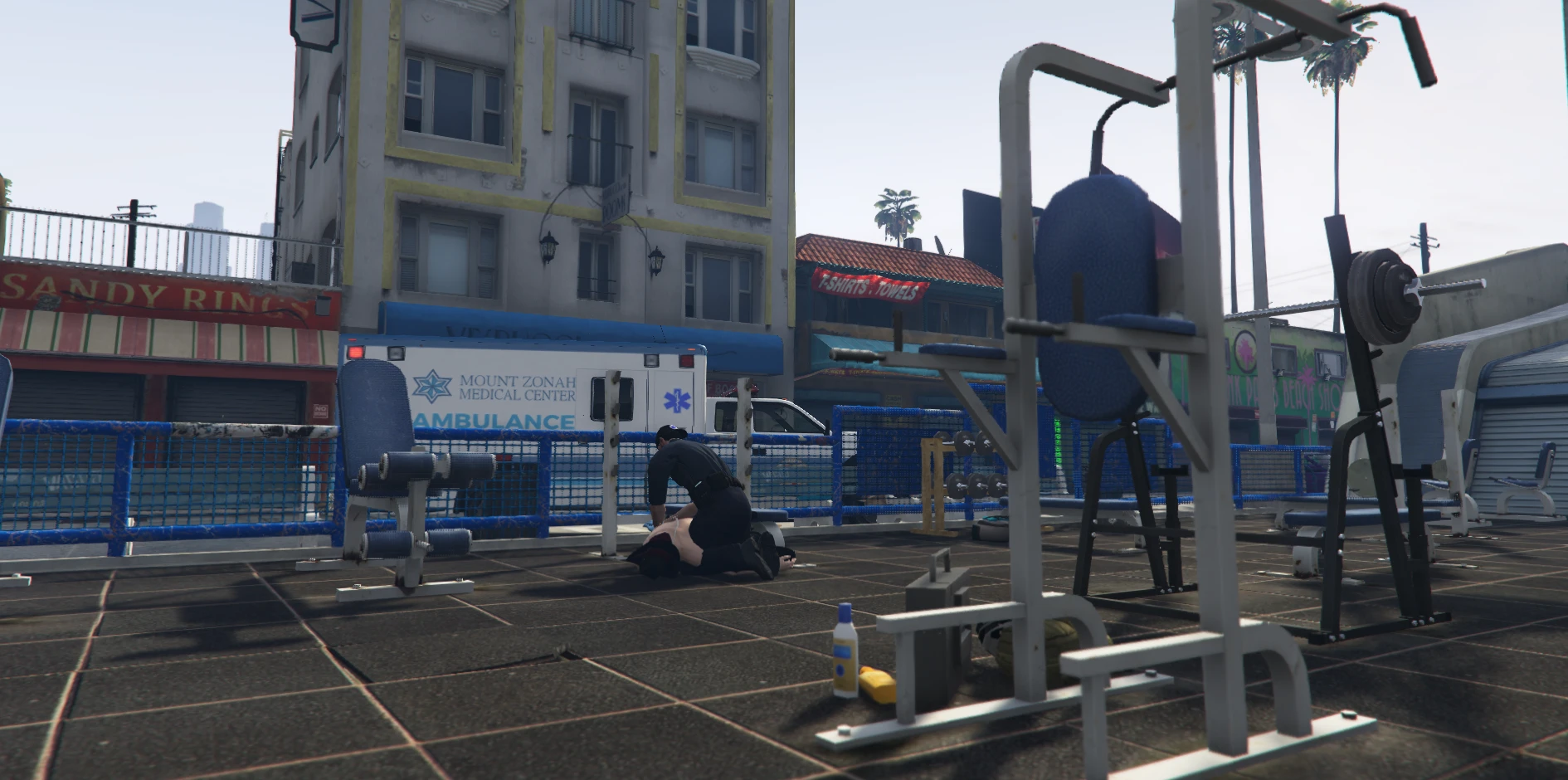 A paramedic reviving someone